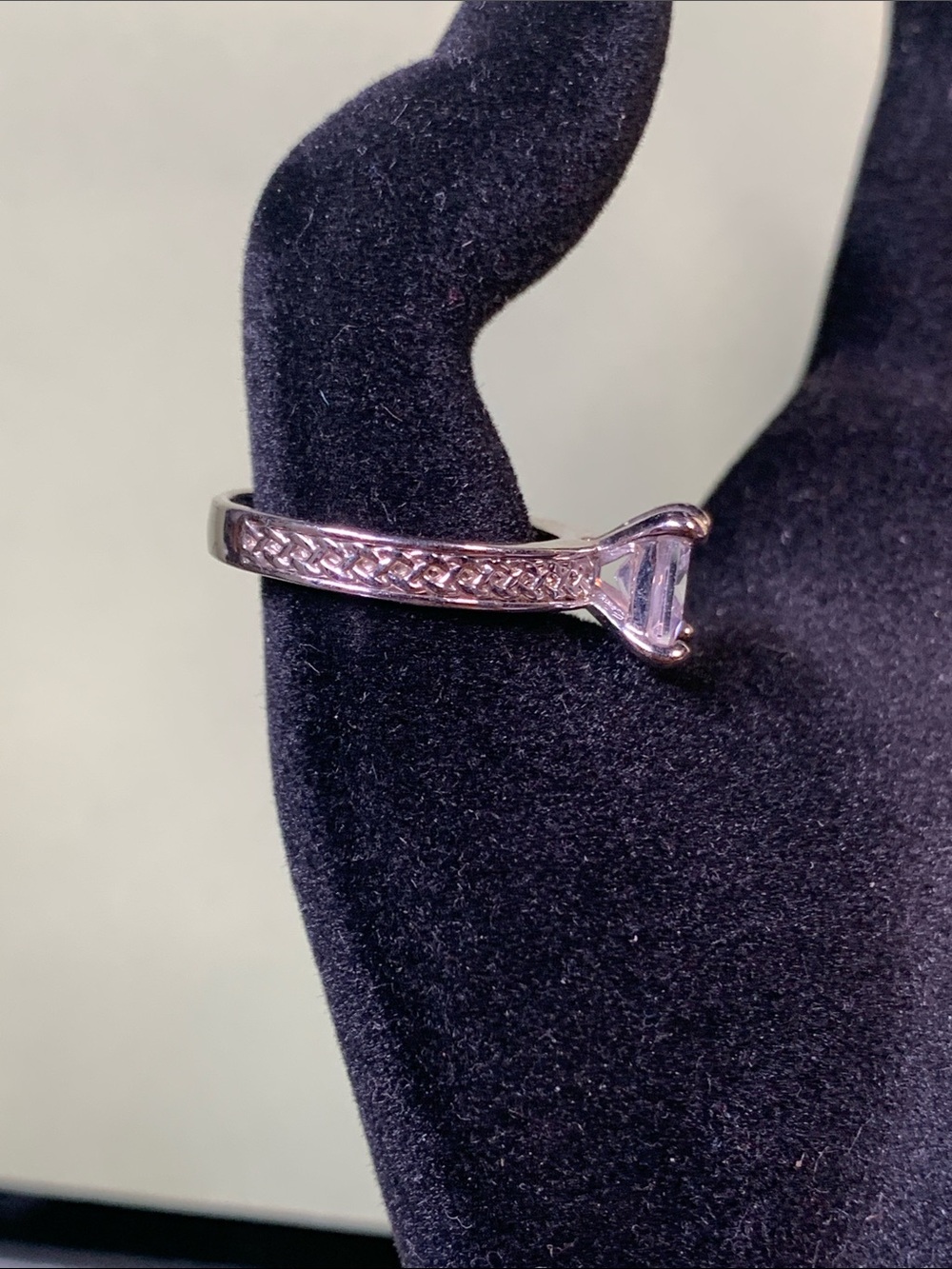 Square-Cut Solitaire Rhinestone Ring - Picture 2 of 4